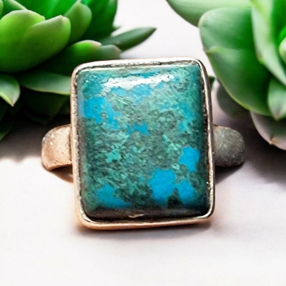 Chrysocolla Sterling Silver Ring 5! - Picture 3 of 14